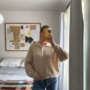Mango Beige Cable Knit Sweater